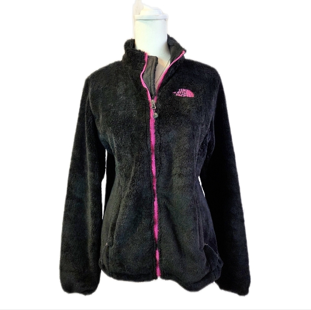 The North Face Black Teddy Jacket with Pink Accents